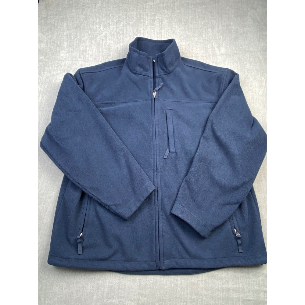 Duluth Trading Co Mens XL Navy Blue Fleece Full Zip Jacket Mock Neck Pocketed